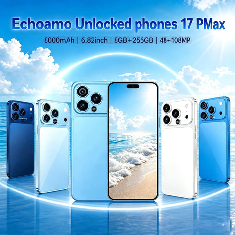 Built Different 5G Unlocked Smartphone Running Android 15 With 8GB RAM Plus 256GB Internal Storage And A Crisp 6.8 Inch HD Punch Hole Display for seamless multitasking, shown in various colors.