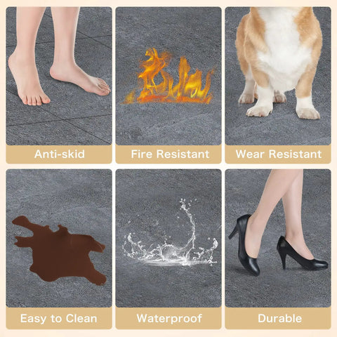 Peel And Stick Vinyl Floor Tiles 12x12 Inches Self Adhesive One Point Five Millimeter Thick Black Flooring durability features