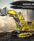 App-Controlled RC Excavator Building Set For Adults, 4767-Piece Dope Construction Truck Model on rough terrain