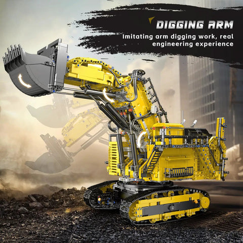 App-Controlled RC Excavator Building Set For Adults, 4767-Piece Dope Construction Truck Model on rough terrain
