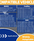 Engine Oil Filter Replaces OEM PF66 PF66F 12727115 55495105 compatibility chart for GM vehicles including Buick, Chevy, Cadillac, GMC