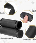 4 Pack Bike Handlebar Grips Replacement Grippy Rubber Anti Slip For Mountain Bikes Universal Fit, shown in black, ergonomic design