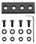 Heavy Duty Sliding Barn Door Track Connector Rock Solid Carbon Steel Splice Kit Rust Resistant Black Metal components and fasteners.