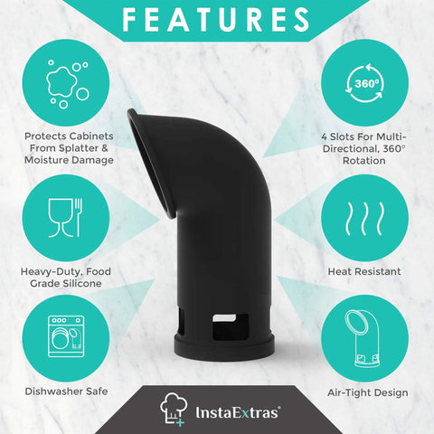 Silicone Steam Release Diverter Accessory for Electric Pressure Cookers, Vent Valve Cover for 3 Qt to 8 Qt, Black, Features