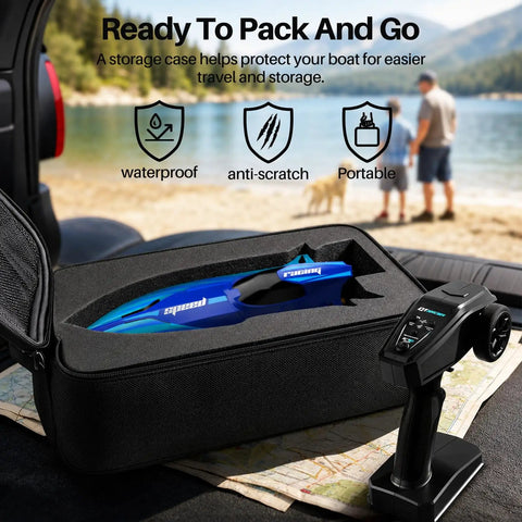 Brushless RC Boat For Adults And Teens 35 KPH Crazy Fast High Speed Remote Control Boat with storage case and remote