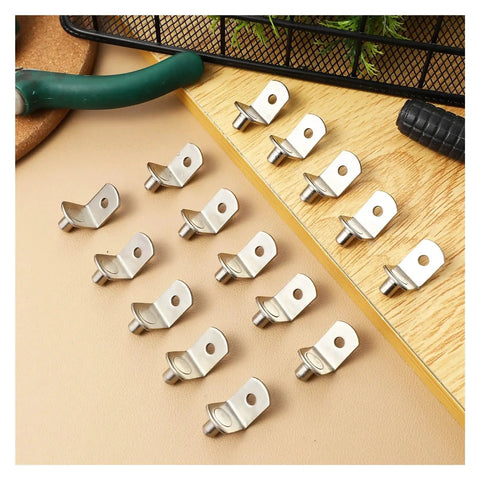 Heavy Duty L Shape Shelf Brackets Pins Set For Kitchen Cabinets Bookcases And Closets Durable Nickel Plated Metal Pegs