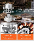 Portable 500W Hydro Turbine Generator For Home Use Off Grid Ready Eco Friendly Micro Hydroelectric Power System With 220V Output And 110V Compatibility For Lighting And Monitoring Rugged Aluminum Housing with cooling fan and copper coil