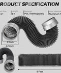 8Ft Flexible Aluminum Dryer Vent Hose 4 Inch Duct With Rubber Seal Connectors Insulated Exhaust Hose For Tight Spaces