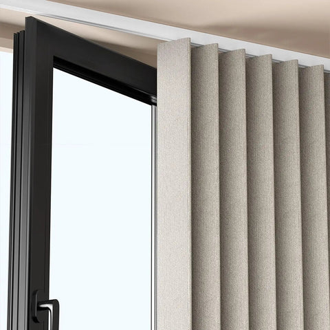 Heavy Duty Ceiling Curtain Rails With Double Track System Silent Sliding And Modern Gray Finish 11.2ft Length 3.4m Ceiling Mount Curtain Rod For Office Living Room Bedroom Kitchen Farmhouse And Outdoor Use, black double track with beige curtains