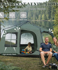 Family Cabin Tent For 6-8 With Porch And 2 Rooms, Waterfront Glamping Tent with 3 Doors, Spacious and Ventilated, Outdoor Setup