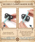 Two Pack Cam Cleat Set With Wire Flaired Leading Ring, 316 Stainless Steel, Fits 3mm To 15mm Rope, Quick Rope Threading For Sailboats