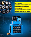 Hardcore Heavy Duty Top Shelf High Pressure Hydraulic Hose Crimper Machine With 13 Interchangeable Dies and compact design for quick tube shrinking.