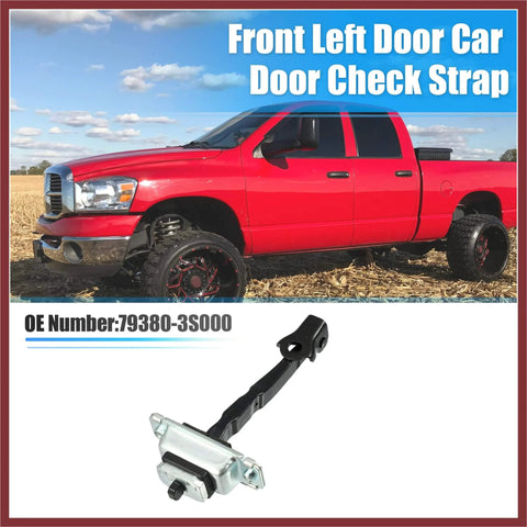 Front Left Door Hinge Check Arm Stop Strap For Sonata 2011 2015 Replacement Part OE 79380 3S000 with red truck background