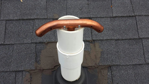 XL Sewer Vent Defroster Skewer For Pipes And Roof Vents Copper Tee Heat Conductor To Melt Ice And Snow Prevent Clogs And Methane Gas Backups Made In USA Durable Copper Construction installed on rooftop vent