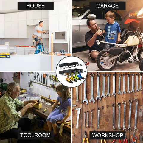 Power Tool Organizer Rack For Two Pack Wall Mount Garage Storage For Handheld And Power Tools Durable Metal Drill Holder