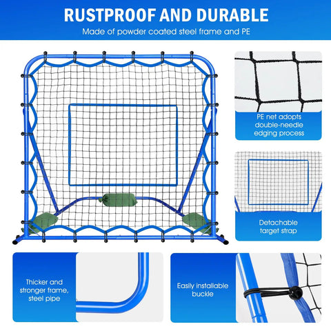 Backyard Rebounder Net For Soccer And Baseball Training 4x4 Foot With Adjustable Angles for control and passing drills