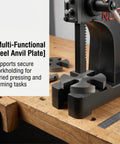 3 Ton Manual Arbor Press Built Like A Tank Heavy Duty Desktop Hand Press With Robust Cast Iron Construction And 12 Inch Work Height For No Sweat Stamping Bending And Precision Forming Operations, featuring a multi-functional steel anvil plate.