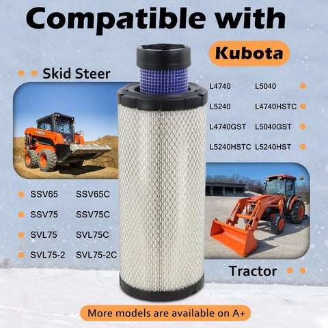 Image of Air Filter Kit For Skid Steer Loaders SSV65 SSV65C SSV75 SVL75 SVL75C SVL75-2 SVL75C-2 Replaces P827653 P829332 with tractors