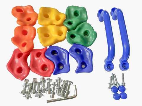 10 Piece Colorful Pig Nose Shape Rock Climbing Holds For Kids Indoor Outdoor Playground Wall Set With Two Blue Handles And Mounting Hardware Included Today