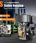 5HP Diesel Engine 247cc 4 Stroke Single Cylinder Hand Start With 3600 RPM for pumps and generators, features highlighted