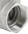 Close-up of Heavy Duty Full Port Gate Valve In Stainless Steel One And A Half Inch NPT for oil water industrial use