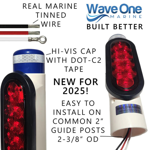 Boat Trailer Guide Post LED Pole Light Set IP67 Waterproof 12V Sealed Tail Lights for 2 Inch Posts Two Piece Kit Display