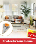 Living room with pack of 'All In One Drywall Patch And Anchor Repair Kit With 20 Patches, Screws And Anchors' shown inset.