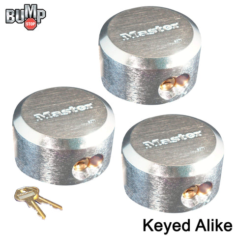 Hidden Shackle Padlocks Set Keyed Alike Three Locks With Six Keys Workhorse Grade Diecast Zinc Body Built For Commercial And Industrial Security With BumpStop Technology 6271NKA3