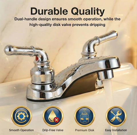 Sleek Chrome Bathroom Sink Faucet Two Pack Features Rustproof Abs Body And Smooth Diverter Valve For Fast Kitchen Laundry Upgrade Brings Slick Finish Straight To Your Space Without Killing Your Wallet Daily