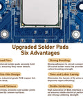 Upgraded solder pads features on circuit board, emphasizing six advantages of All In One PCB Trace Repair Kit With 2780 Solder Pads Blocks And Repair Components For Spot Welding Auxiliary Welding And Circuit Board Fixes On Phones And IC Touch PCBs With Copper Wire Design.