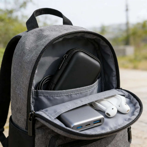 Hassle Free Waterproof Cable Organizer Pouch With Plush Velvet Interior Keeps Your Gear Secure And Scratch Free Simple Toss In Bag Case For Phone Chargers Earbuds And Cables On The Move in a backpack pocket.