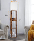Must Have Floor Lamp With Shelves For Living Room And Bedroom, USB Ports A And C, Smart Wireless Charger, Rustic Brown