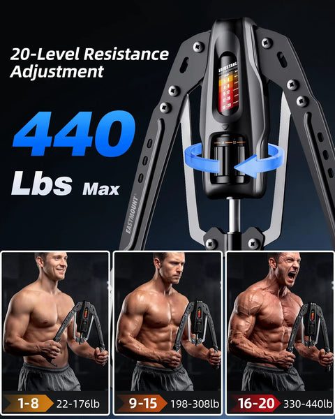 EAST Mount Twister Arm Exerciser Get Ripped With Adjustable Hydraulic Resistance Up To Four Hundred Forty Pounds visible settings and muscle fitness.