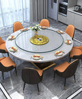 Dining area with 10mm Tempered Glass Round Lazy Susan Turntable for Kitchen and Dining Tables, 100cm Diameter, set for meal