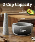 Heavy Duty Granite Mortar And Pestle Set Hand Carved From Natural Stone Two Cup Grinder Bowl For Fresh Guacamole Salsa Pesto