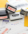 Hassle Free Rotating Date Stamp With Separate Black Ink Pad For Filing Invoices And Papers 12 Year Band Range No Sweat Setup Go To Office Essential Heavy Duty Handle For Steady Stamping on papers.