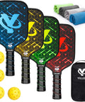 USAPA Approved Fiberglass Surface Pickleball Paddle Set For Men And Women, 4 paddles, 4 balls, 4 towels, bag