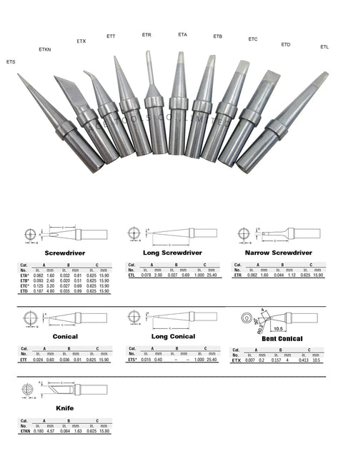 Pro Grade 10 Piece Soldering Tips Set For We1010 We1010Na WES51 WES50 WESD51 PES51 PES50 LR21 LR20 with diagrams