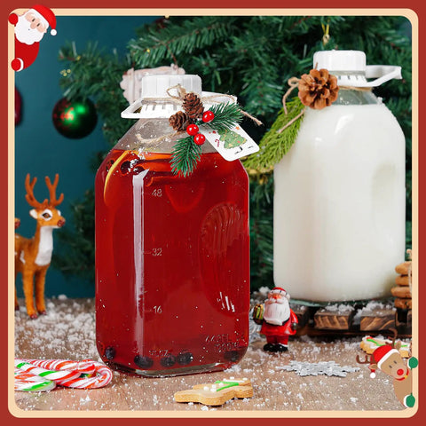 64 Oz Heavy Duty Glass Milk Bottle With Airtight Screw Cap Reusable One Half Gallon Water Bottle With Scale Lines