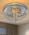 Crystal Flush Mount Ceiling Light Two Light Fixture With Chrome Finish And Sparkling Crystal Bowl Shade, Bulbs Included, Modern Style