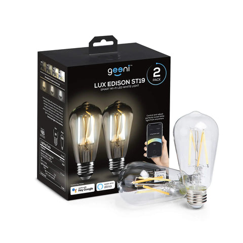 Smart ST19 Edison LED Light Bulb 2 Pack Tunable White App Controlled Dimmable Works With Alexa And Google Home WiFi 2 4GHz