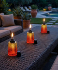Citronella Glass Table Top Torches For Outdoor Patio 16oz Set Of 3 Red White Blue Decorative Torch Candles for Deck Backyard Parties