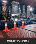 20 Pack 18 Inch Orange Traffic Cones With Reflective Collars And Durable PVC Base in urban street lighting at night