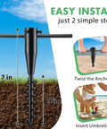 Heavy Duty Beach Umbrella Sand Anchor And Metal Stand For Outdoor Yard Garden Rust-Proof Ground Anchor Fits 1.3 To 2 Inch Poles