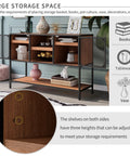 Rock Solid Industrial Buffet Sideboard Console Table With Rustic Farmhouse Barnwood Vibe And Heavy Metal Grid Doors providing adjustable storage for decor.
