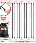 Beefy Outdoor Bungee Cord Set With 12 Heavy Duty Cords 72 Inch Long Double J Hooks Multipurpose Elastic Straps For Camping Securing Gear And DIY Projects