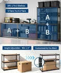 Beefy 5-Tier Steel Shelving Unit With 60 Inch Wide 24 Inch Deep 72 Inch High Carbon Steel Frame Holds Up To 2,500 Lbs Total Capacity With 500 Lbs Per Shelf For Heavy Tools Boxes And Large Equipment in garage