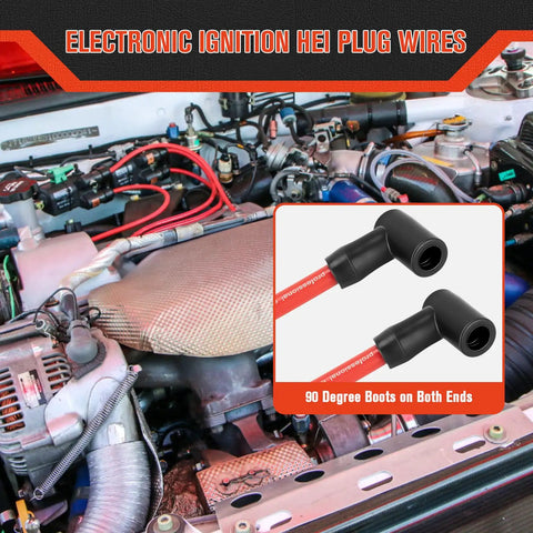 Engine with 10.5mm High Performance Spark Plug Wire Set For HEI Chevy Big Block SBC BBC Electronic Ignition Nine Piece Wire Kit