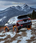 Rear view of SUV in snowy terrain demonstrating Plug And Play Rear Park Brake Actuator Electronic Parking Brake Motor Fits Chrysler 200 Jeep Cherokee Compass 2014 To 2023 Replaces 68225300aa 68225300ab Secure Grip.