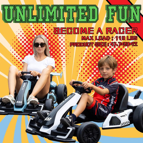 Kids riding K61 Electric Go Kart For Kids 6-12, Adjustable Seat, 24V Ride On Toy With 4 Speed Modes, 300W Motor, Top Speed 8.5 MPH